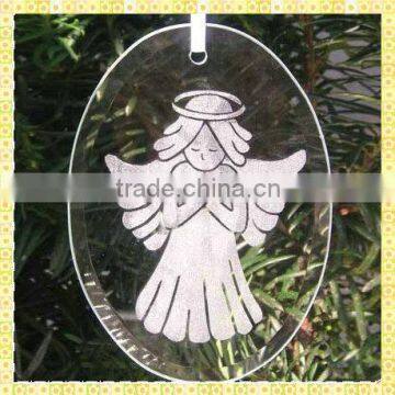 Cheap Engraved Clear Glass Angel Christmas Ornaments For Christmas Gifts Items