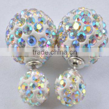 Europe and the United States Foreign Trade Fashion Earrings Polymer Clay With AB Drill Shambhala Double Ball Stud Earrings