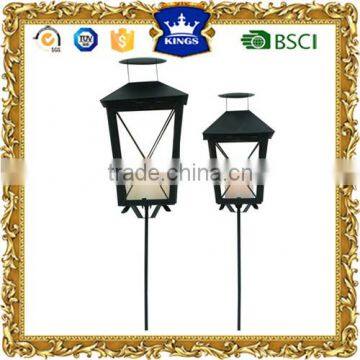 Black Grave outdoor insert stem metal candle lantern with pole set of 2