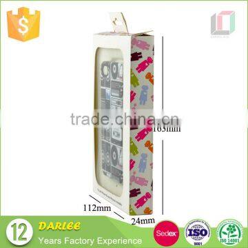 ShenZhen manufacture embossing Disposable coated paper cell phone case paper box with hang hole