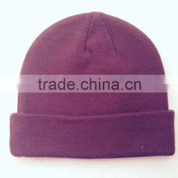 Custom Knitted Hat With Flat Embroidery in 100% Acrylic