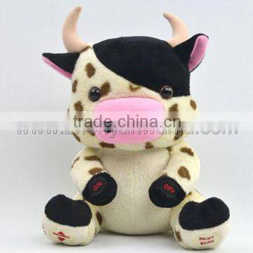 Stuffed white dairy cow&Educational toys&round mini plush cow