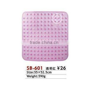 square Transparent red dotted bath mat