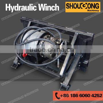 Winch for skid steer loader, skid steer loader winch