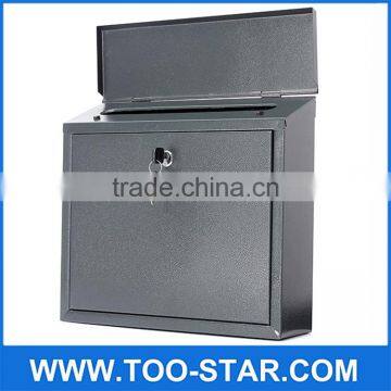 Black Post Letter Box Mail box Lockable Stainless Steel Wall Mount Mail Boxes with key Material