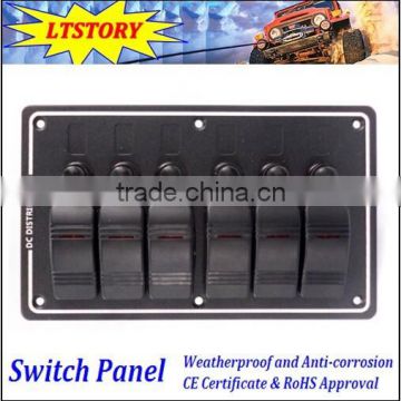 Excellent 6 Gang 12V 24V Aluminum LED Rocker Switch Panel With Circuit Breakers