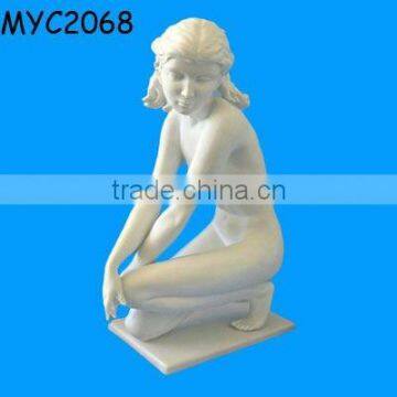 Unpainted girl figurine bisque ware