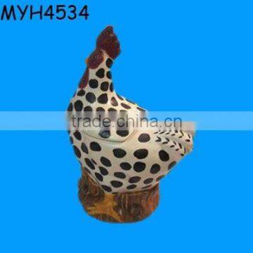 White ceramic black spotted hen egg storage containers