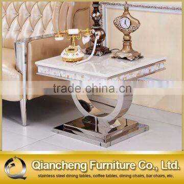 Luxury 20mm Marble Stainless Steel Side Table for Lobby