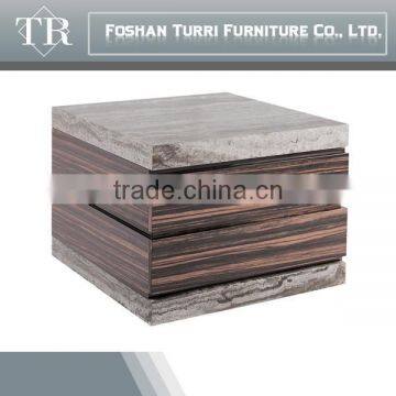 Unique Design Natural Travertine Wooden Coffee Table Set photo-5