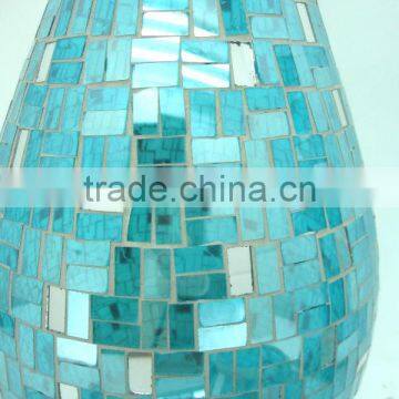 Hotel Decoration Blue Shimmering Mirrored Mosaic Fresh Art Deco Vase photo-6
