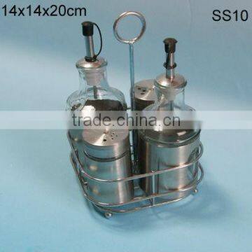 zibo hot sell kitchen s/s glass spice bottle condiment set