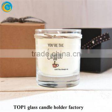 Crystal Candelabra Sprayed White or Black Glass Candle Jar Printed With Gold Logo Made in China photo-3