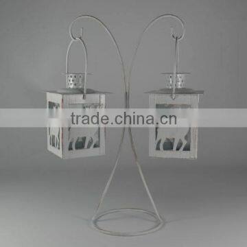 Metal Stand With Two Christmas Deer Lantern photo-6