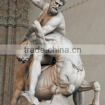 Ancient Greek Hercules and Nessus white marble statue