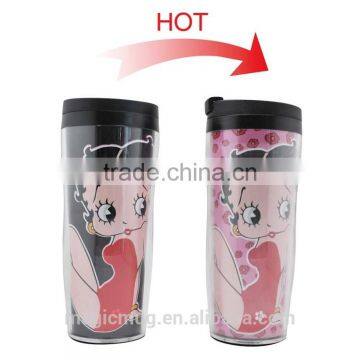 BPA Free Reusable Color Changing Double Wall Insert Plastic Tumbler photo-4