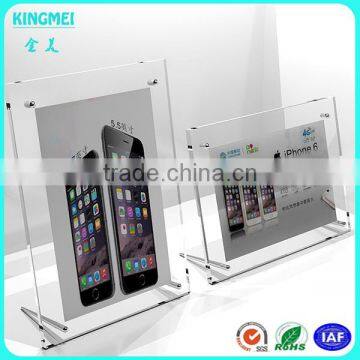 KM-CP62 OEM Custom made 10x8cm 6x4cm Table Screws Transparent Square Acrylic Plastic Paper Photo Frame
