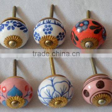 Indian Mix Design Hand Painted Door Ceramic Knobs photo-3