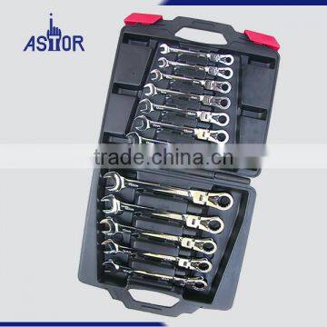 12pcs Multi Function Flexible Reversible Combination Ratchet Wrench Set