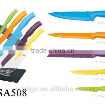 5PCS Non-Stick Coating PP Handle Knife Set