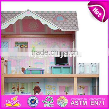 2017 Best Design Luxurious Three Floors Wooden Kids Modern Dollhouse With Furniture W06A247 photo-2