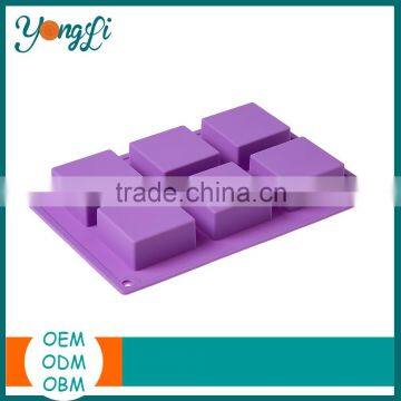 Non-Stick Silicone 6 Cavities Square Shape Soap Mold