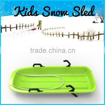 Snow Sleds Luge Classic Green Plastic Double Seat Sledge with Brake -Toboggan/ Steering handle brakes,seat, pull cord Toboggan