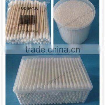 single end single packed wooden sterile alcohol cotton buds