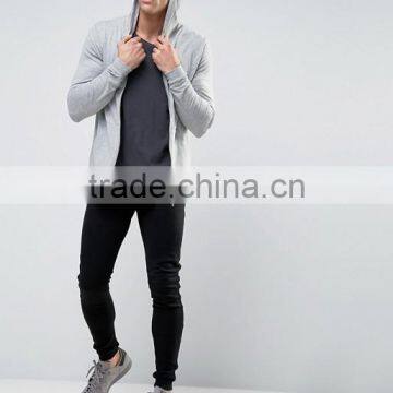 Custom With Hood Grey Men's 67% Polyester 29% Cotton 4% Elastane Lightweight Casual Slim Fit Breathable Zipper Hoodies photo-4