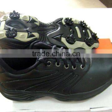 black classics style lace up golf shoes with spike for adults with family business sports on the grass