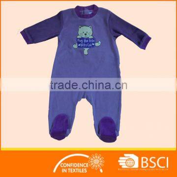 2017 Spring Velour Baby Footie Romper, Long Sleeve With Snaps Opening ,with Emb. photo-2