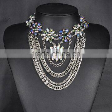 Multilayer Out Chain With Multicolor Rhinestone Women Necklaces photo-2