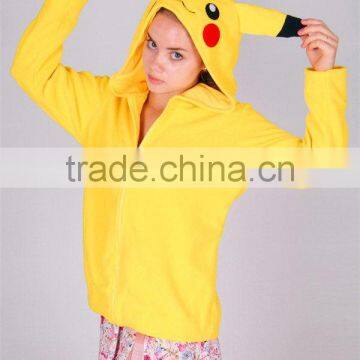 2017 Cheap Yellow Polar Fleece Animal Hoody Women Winter Bomber Jacket Wholesale photo-2