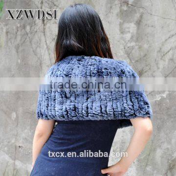 CX-B-44B Hot Sale Handmade Beautiful Scarf Blue Fur Shawl photo-4