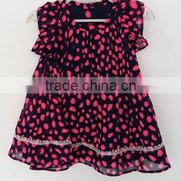 Cute Girls Petal Printed Chiffon Dress for Summer