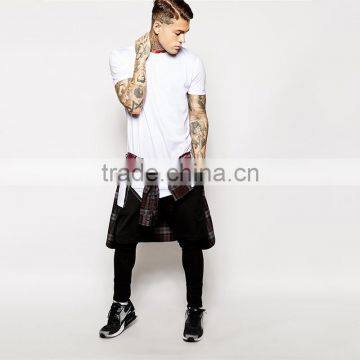 2015 Mens Plain White Tall Tee Shirt With Zip Detail photo-4