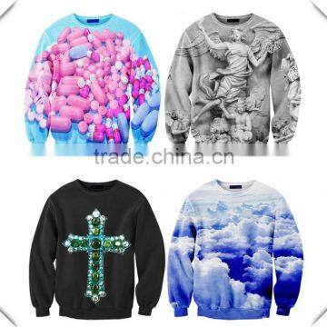 2014 New Arrival custom all over print sweatshirt printing unique 3D printed sweatshirt