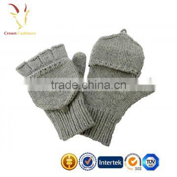 Custom Brown Fingerless Cashmere Mittens Gloves photo-6