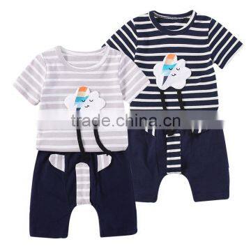 2017 cotton toddler clothing sets stripe baby clothing newborn patch embroidered from china