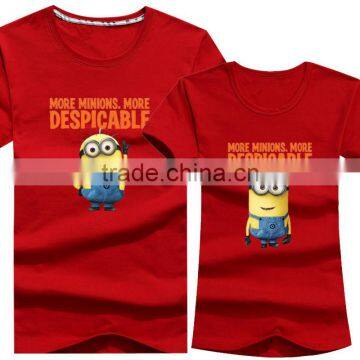 Custom Fashion Design Cartoon Print Yellow Couple T-Shirt