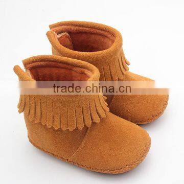 Mix 4 Colours Rubber Sole Baby Leather Shoes Moccasin Boots photo-3