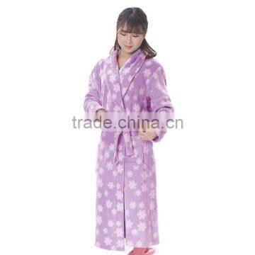 super soft printed coral fleece dressing gown lady