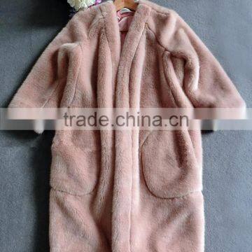 2017 Factory direct women coat long real rabbit fur coat price