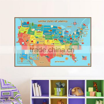 removable wall sticker USA America states colorful animal map wall decor animals fruits paint craft paper living room bedroom st