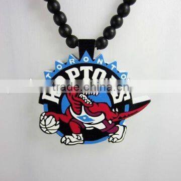 Cheap custom sports style good wood acrylic necklace