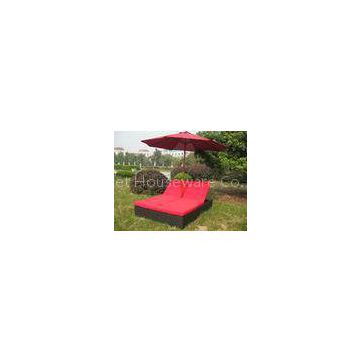 Comfortable Outdoor Rattan Daybed , Wicker Double Chaise Lounge