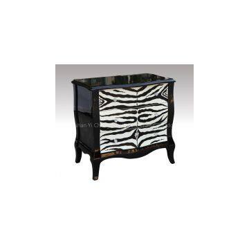 Hand  Zebra PU High Gloss Handpainted Chest, Solid Wood Furniture