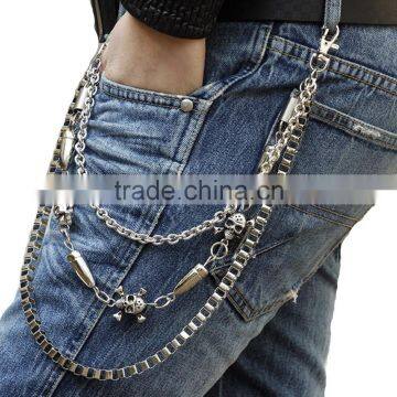 Punk Rock skulls & bullets Classic Biker Trucker Key Jean Wallet Chain