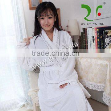 100% Cotton Embroidery Piping Terry Velour Bathrobe Bath Robe photo-3