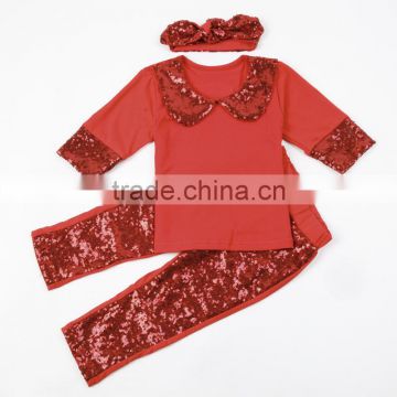 Hot Sales Sequin Toddler Girls Clothing Sets With Headband Fall 2016